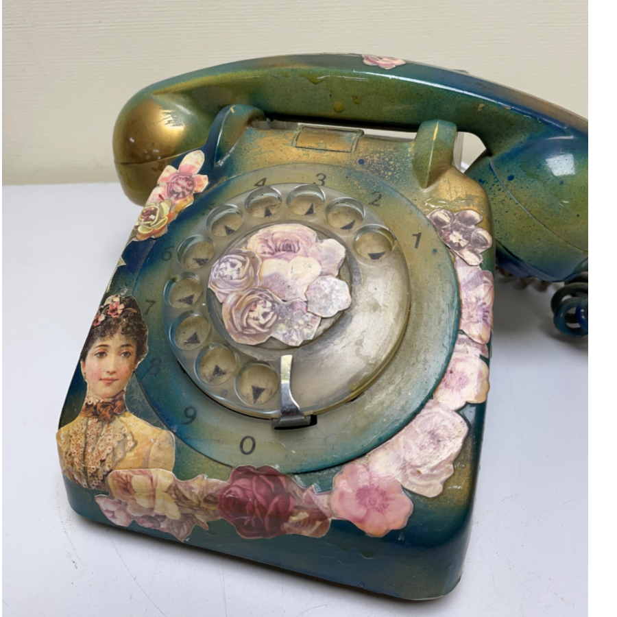 Original vintage highly decorated Israeli telephone in working order, ready to plug in to your phone socket - VIN858R