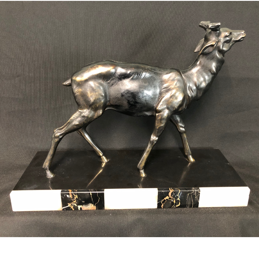 Bronze Art Deco Deer on Marble base.VIN787S