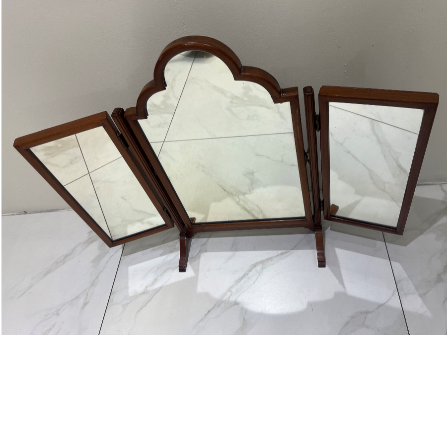 Original antique triple folding mahogany dressing table mirror - VIN1009S