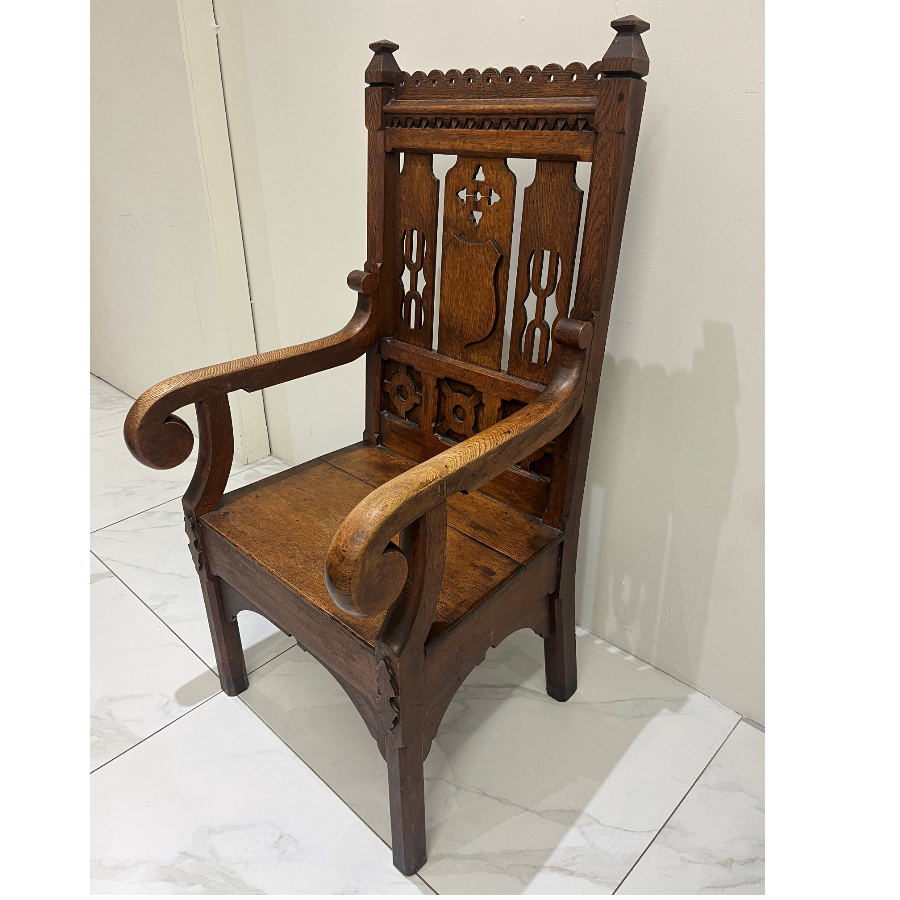 Antique Carved Oak Throne Chair - VIN1033Z