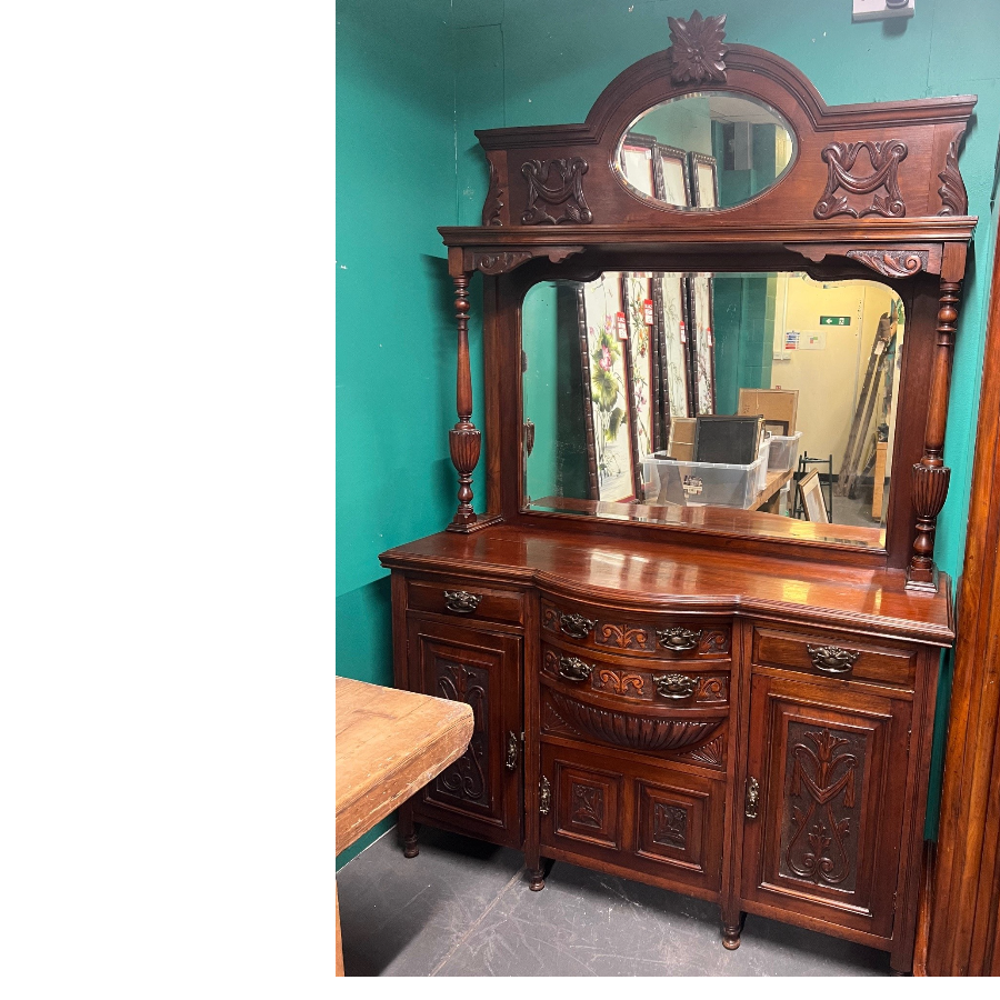 Edwardian Sideboard / Chiffonier with carved detailing and bevelled edged mirrors - VIN