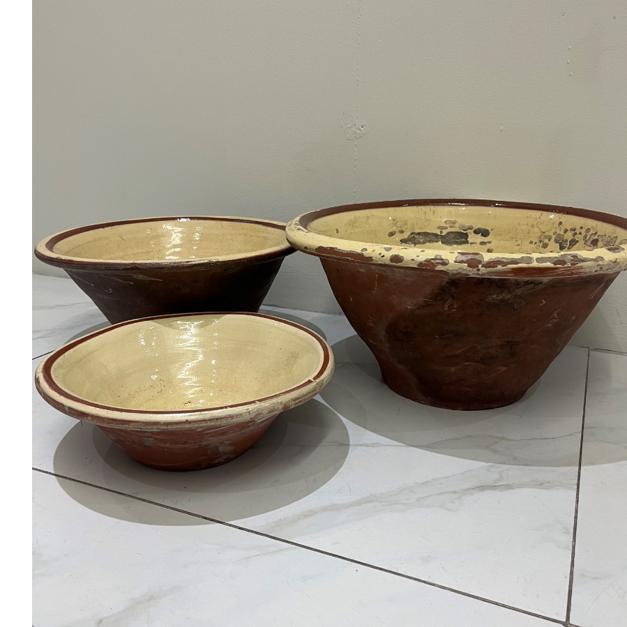 Small, Medium & Large Terracotta Dairy/Mixing Bowls - INDIVIDUALLY PRICED - VIN1004F / 704G / 1032S