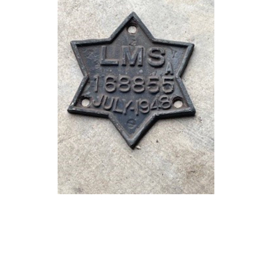 L.M.S. cast-iron star railway wagon plate, 168855 July 1948 - VIN1042G