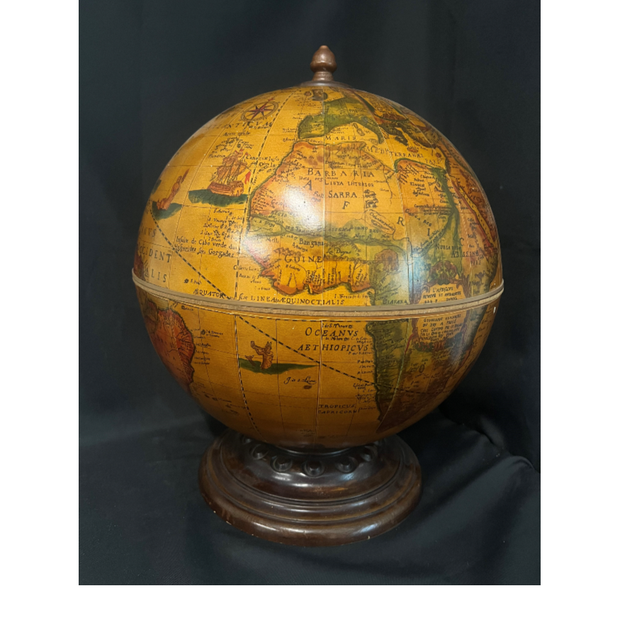 Vintage Drinks Globe on Wooden Base - VIN1066L