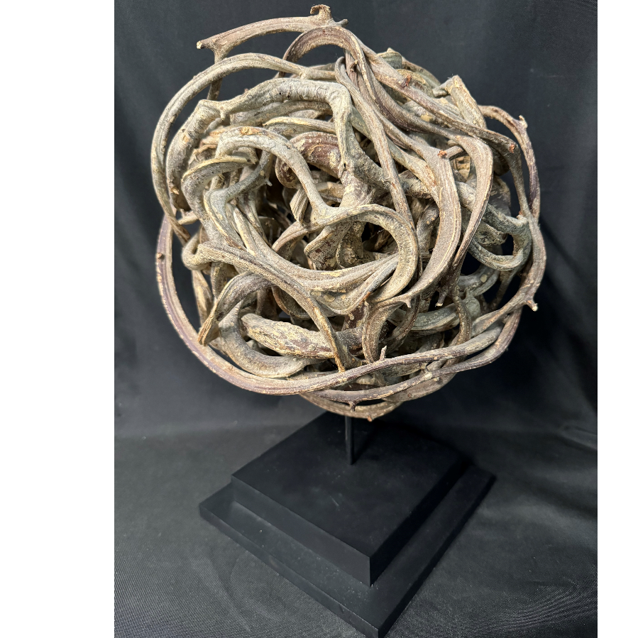 A Interesting Gallery Piece Of A Sculptured Twisted Liliana Vine on a Robust Metal Stand - VIN1072Q