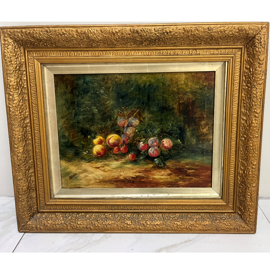 Antique Still Life Oil Painting Study of Fruit Signed L Dale - VIN1023L