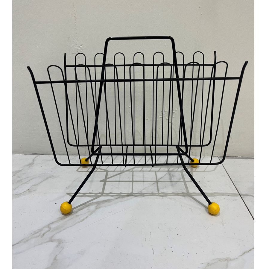 Retro Yellow and Black Atomic Magazine Rack - VIN1006H