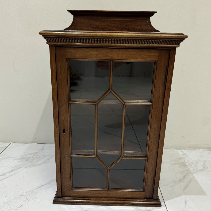 Antique Small Display Cabinet with Glazed Front Opening Door and Two Shelves - VIN1072J