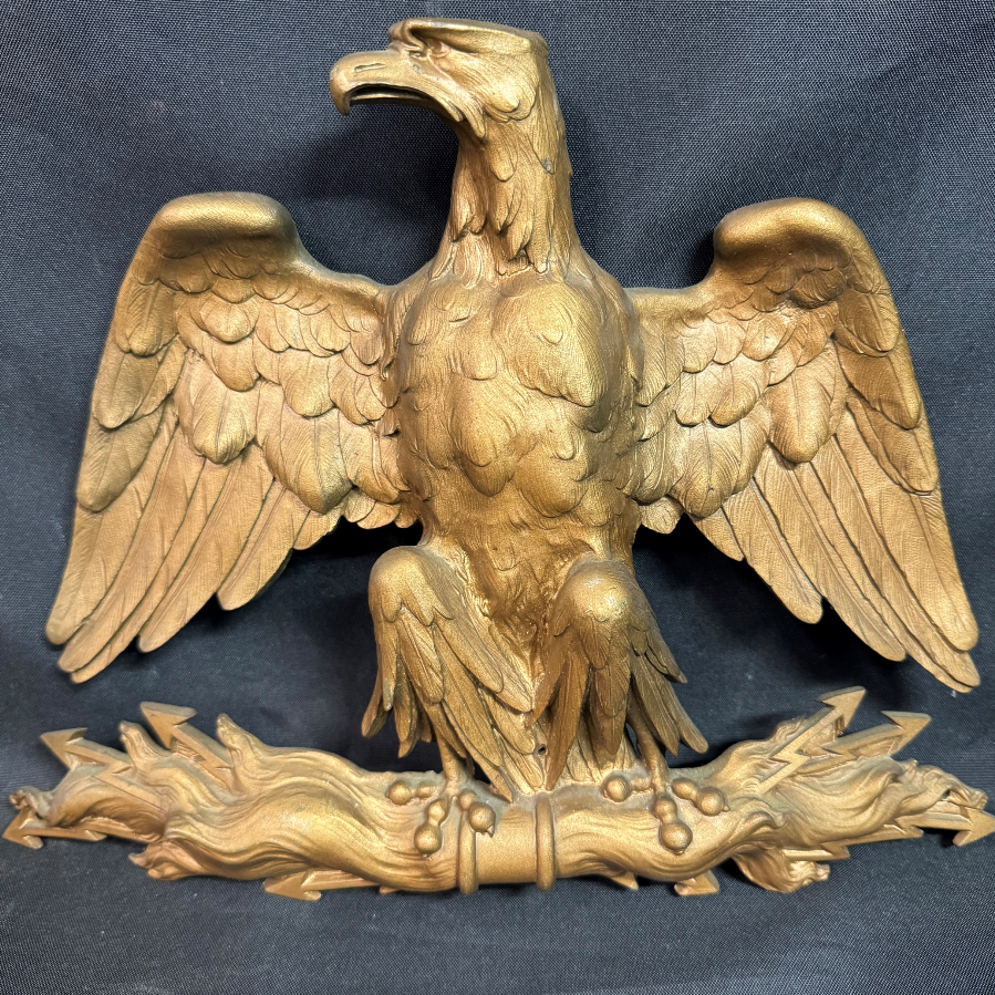 Antique Detailed Cast Iron Gold Gilded Eagle - VIN1069A