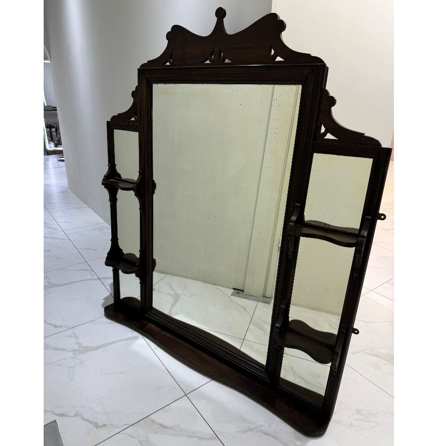 Dark Wood Over Mantle Mirror - VIN1070W