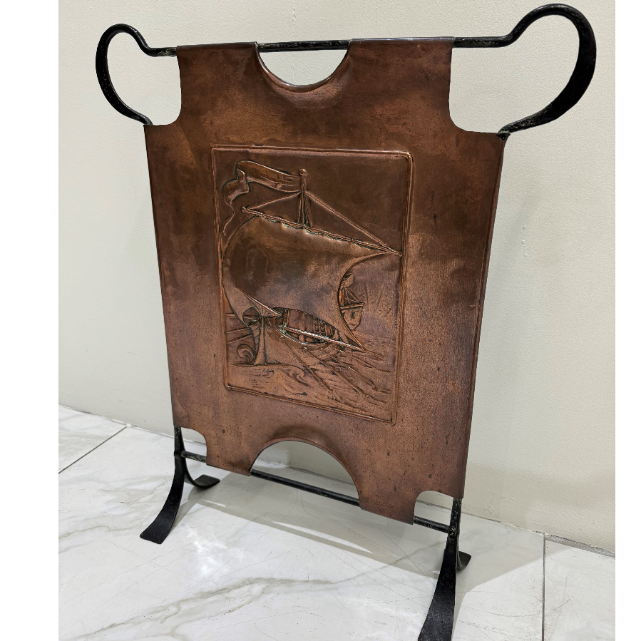 Antique English Copper Arts & Crafts Fire Screen - VIN1089M