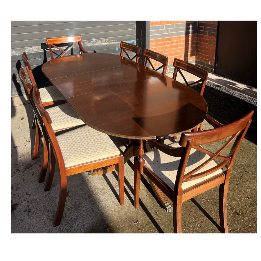 Extendable Oval Dining Table with 8 Chairs - VIN1093W