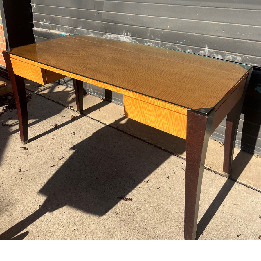 Glass Topped Desk with 2 Drawers - VIN1093M