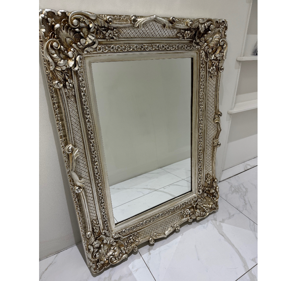 Large Champagne Antique Effect Rectangle Wall Mirror