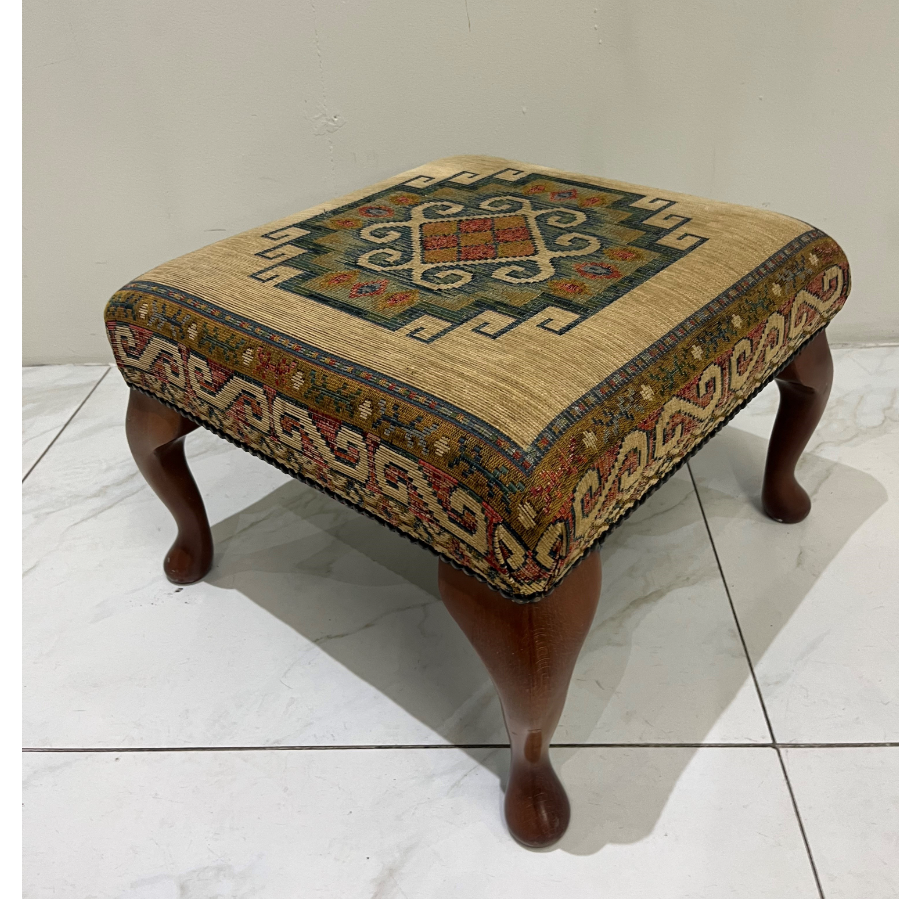 Mid Century Arts & Crafts Style Upholstered Foot Stool - VIN1110E