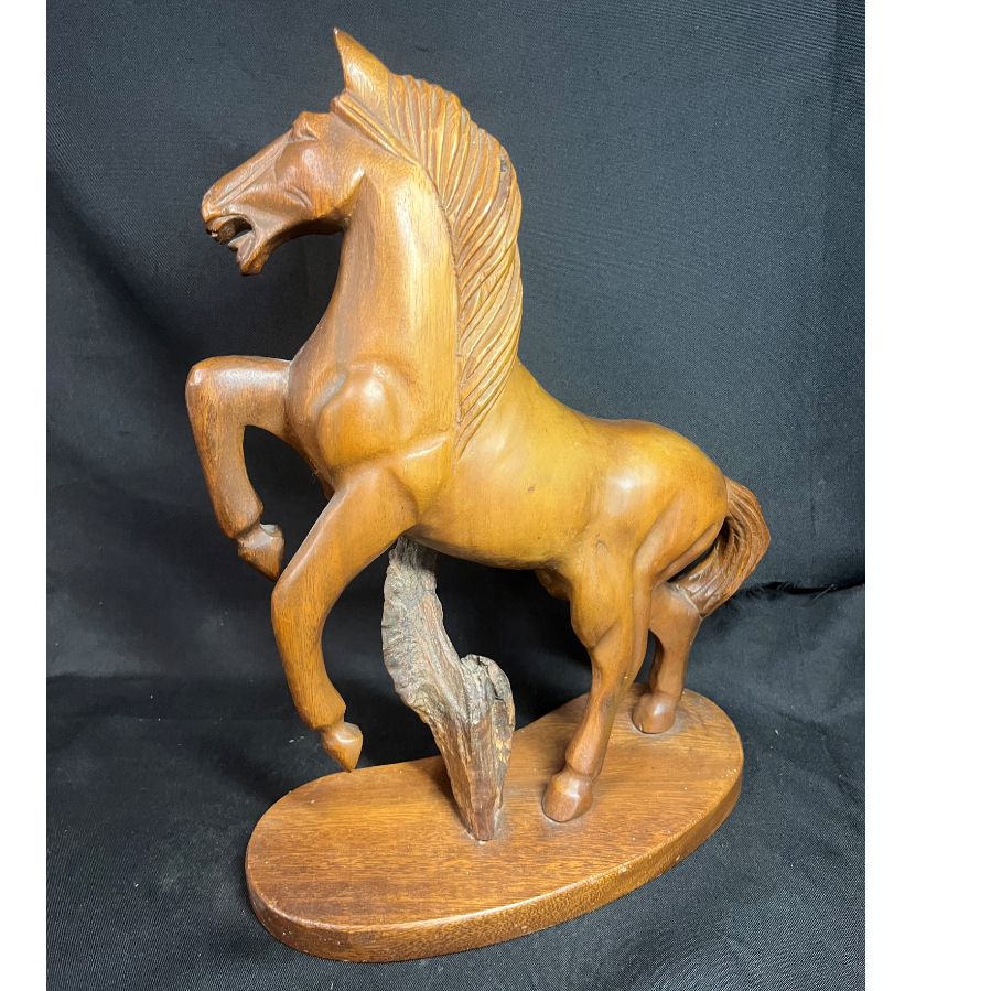 Vintage Hand Carved Wooden Horse Sculpture - VIN1111L