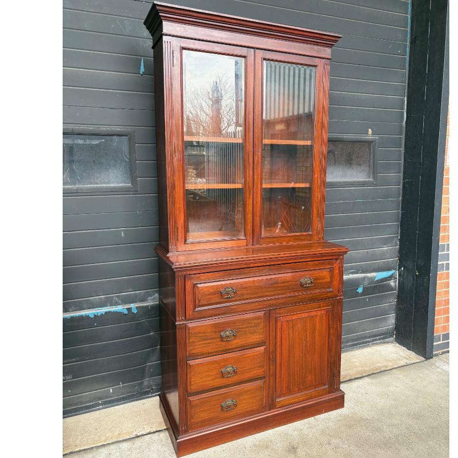 Antique Mahogany Secretaire Cabinet Bookcase - VIN1118M