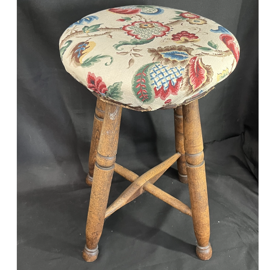 Vintage Small Cushioned Stool - VIN1122E