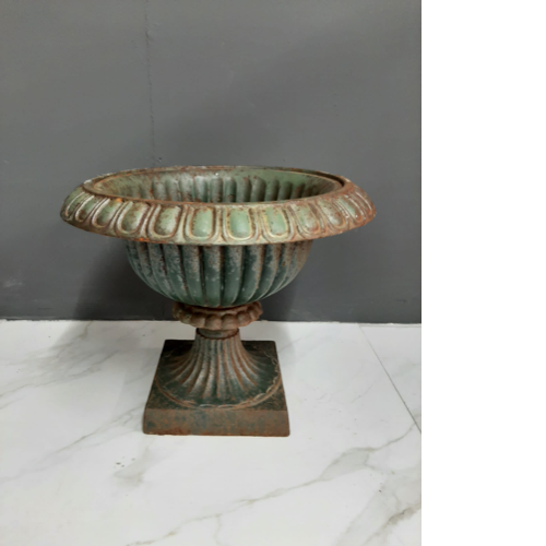 Antique cast iron green urns VIN462A - 2 Available